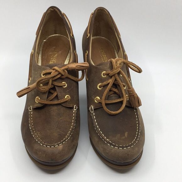 Sperry Top Sider Brown Nubuck Leather Wedges Sz 9.5 - Picture 2 of 16